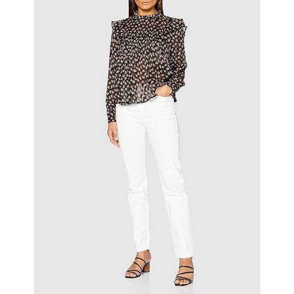 SCOTCH & SODA Floaty Ruffled Long Sleeve Top in Black Floral Print size XS - Picture 4 of 11